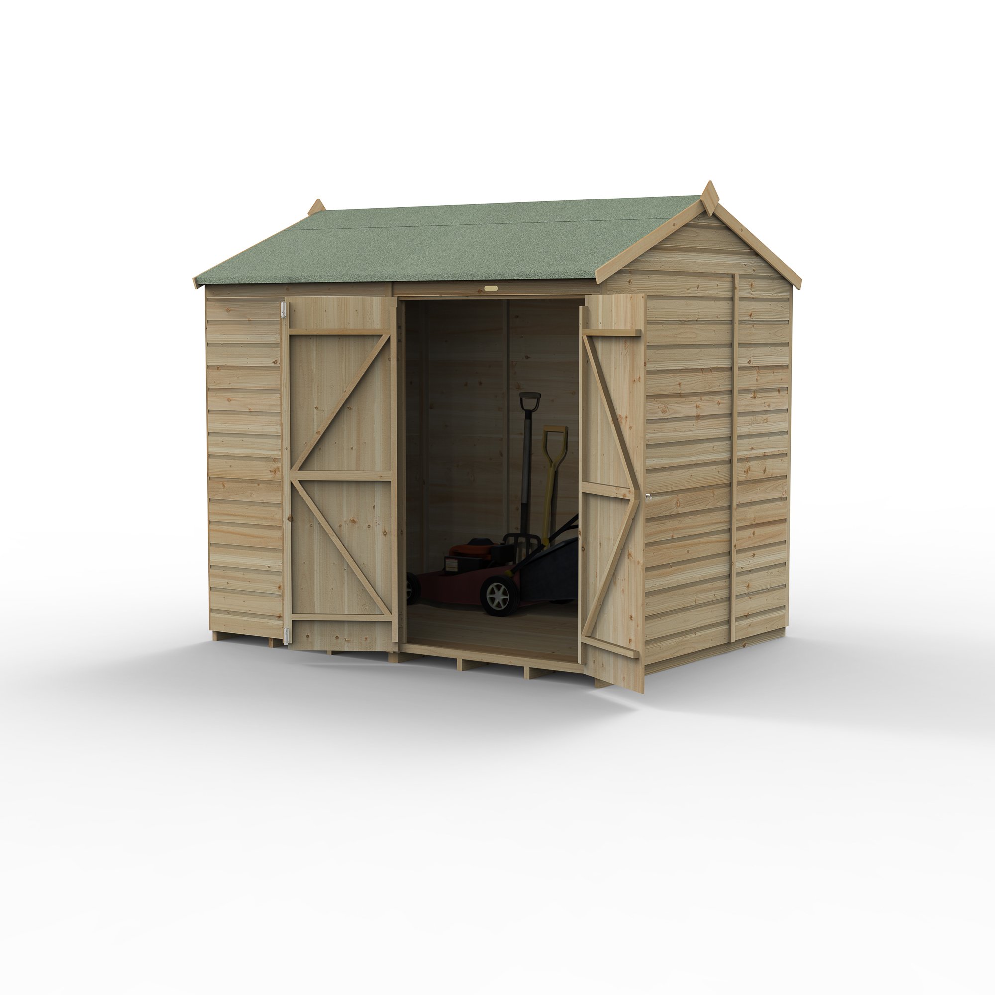 Forest Beckwood 8x6 Reverse Apex Shed - No Windows - Double Door (Installed) Price Comparisons | Compare The Build