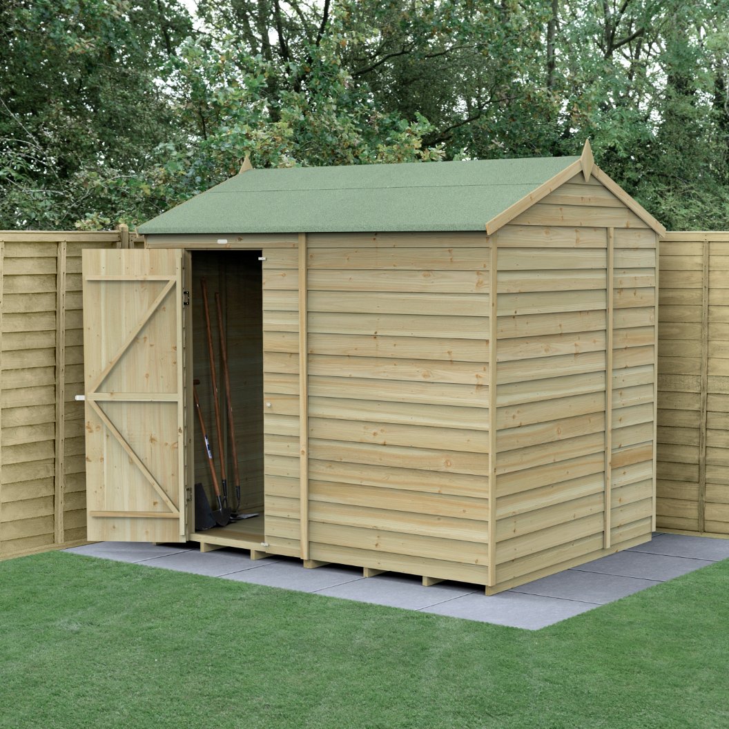 Forest 8x6 4Life Overlap Reverse Apex Shed - No Window (Installed) Price Comparisons | Compare The Build