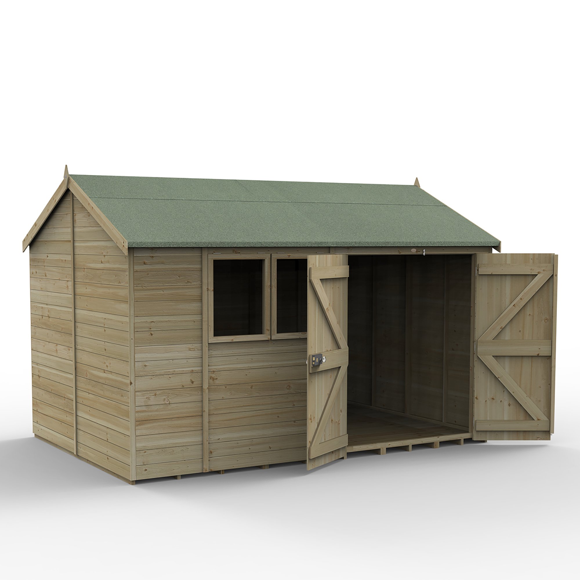 Forest Timberdale 12x8 Reverse Apex Shed – Double Door FSC® certified (Installed) Price Comparisons | Compare The Build