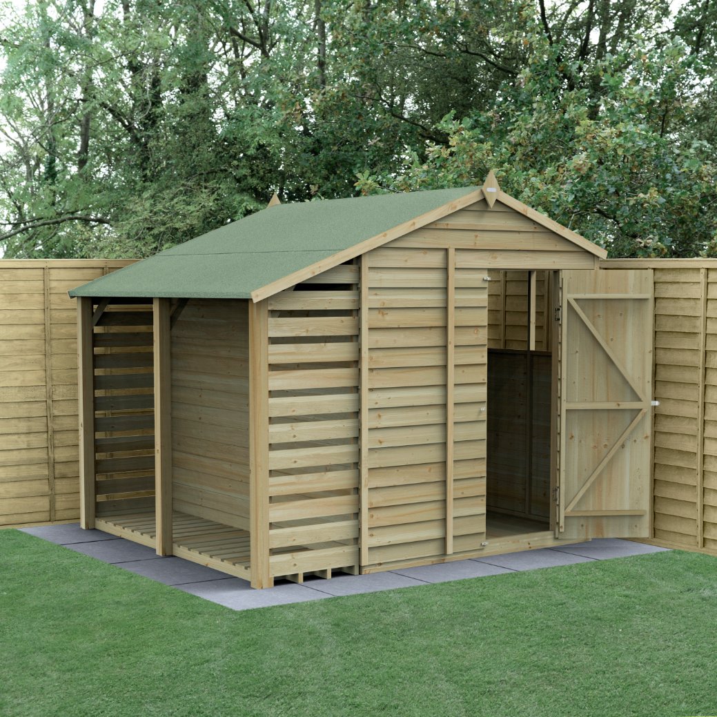Forest 6x8 4Life Overlap Apex Shed with Lean To - 2 Windows (Installed) Price Comparisons | Compare The Build