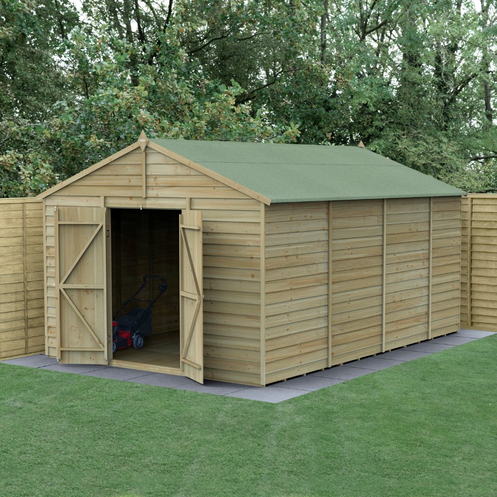 Forest 10x15 4Life Overlap Apex Shed  - No Window - Double Door (Installed) Price Comparisons | Compare The Build