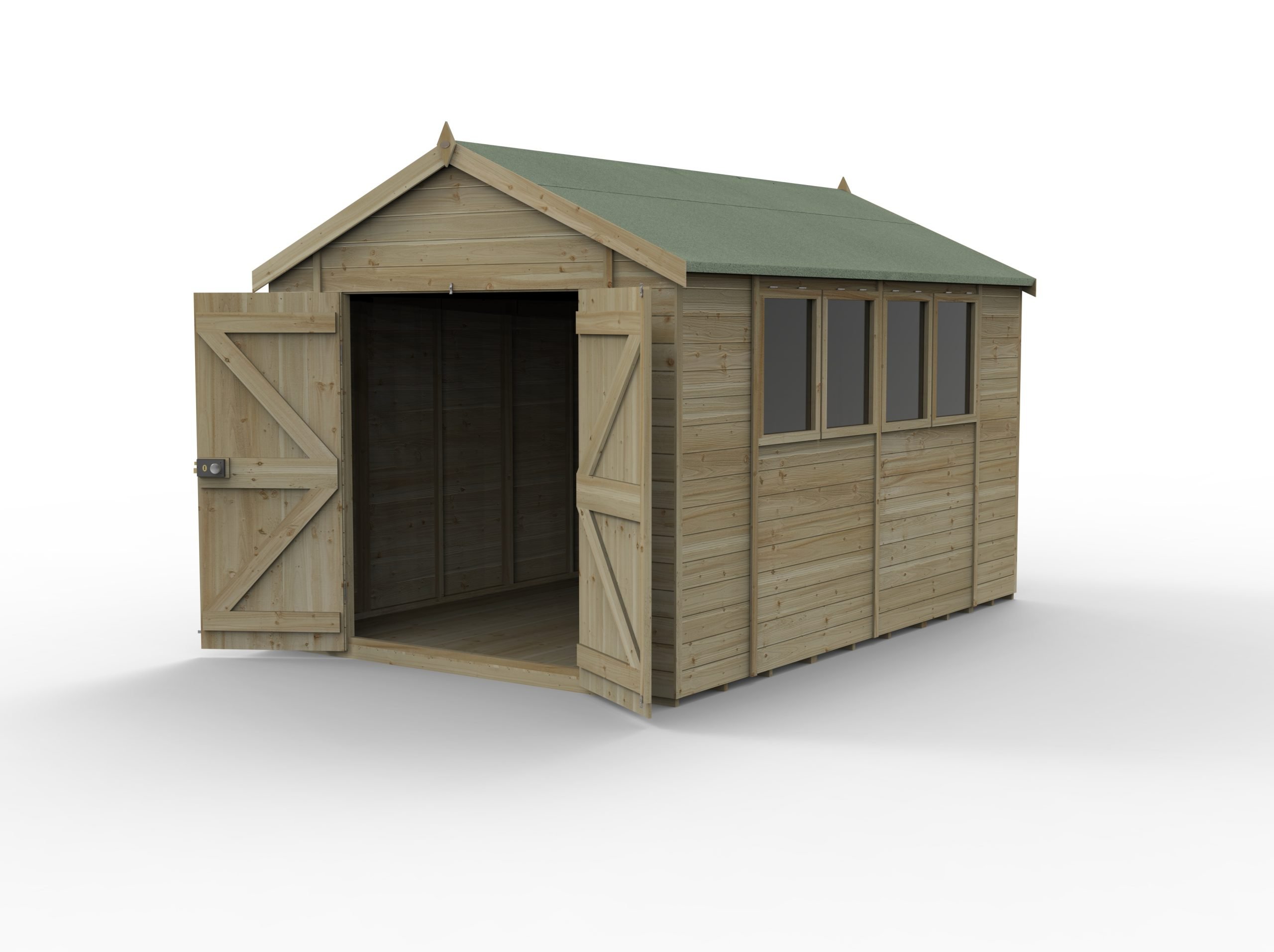 Forest Timberdale 12x8  Apex Shed - 4 Windows - Double Door FSC® certified Price Comparisons | Compare The Build