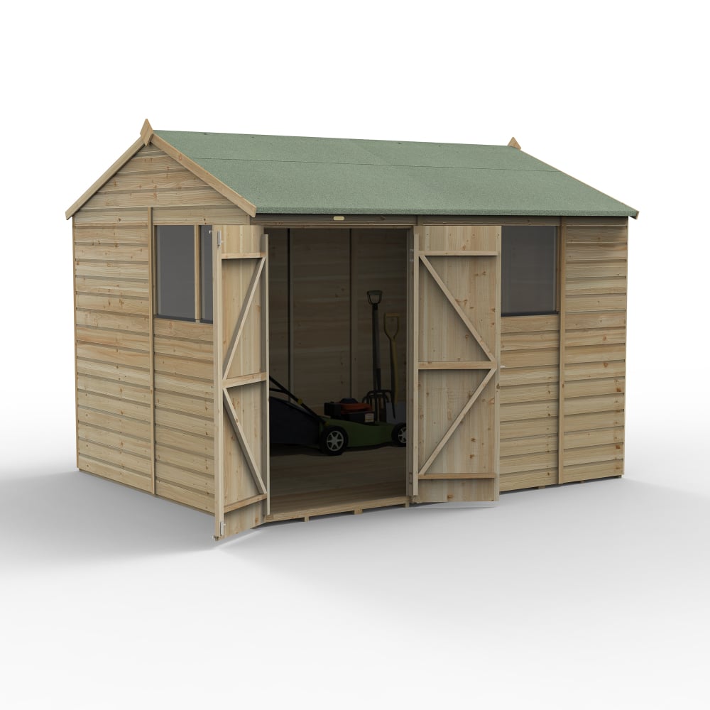 Forest Beckwood 10x8 Reverse Apex Shed - 4 Windows - Double Door Price Comparisons | Compare The Build