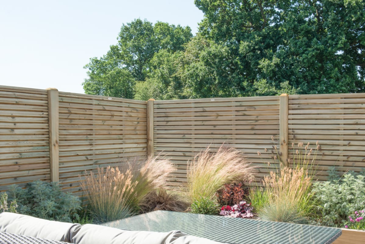 1.8m x 1.5m Pressure Treated Contemporary Double Slatted Fence Panel  - Pack of 5 FSC® certified Price Comparisons | Compare The Build