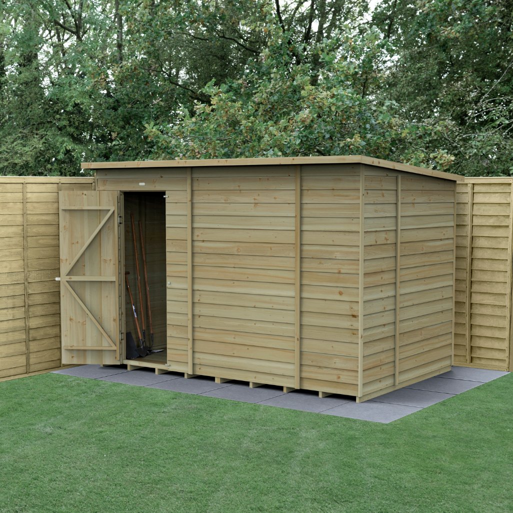 Forest 10x6 4Life Overlap Pent Shed - No Window - Single Door | Compare The Build