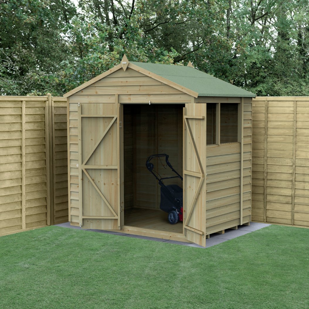 Forest  7x5 4Life Overlap Apex Shed, Double Door, Installed Price Comparisons | Compare The Build