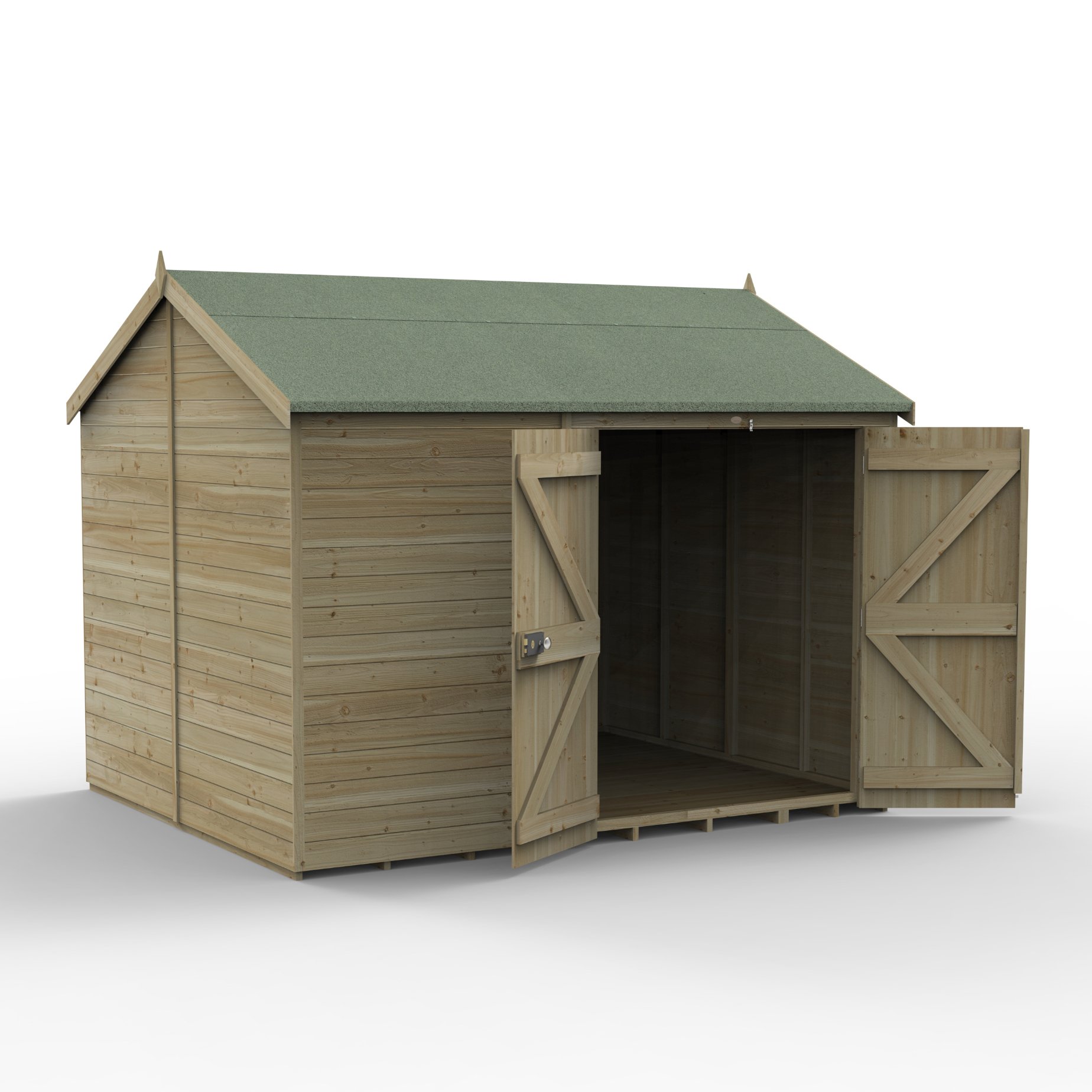 Forest Timberdale 10x8 Reverse Apex Shed - No Window - Double Door Price Comparisons | Compare The Build