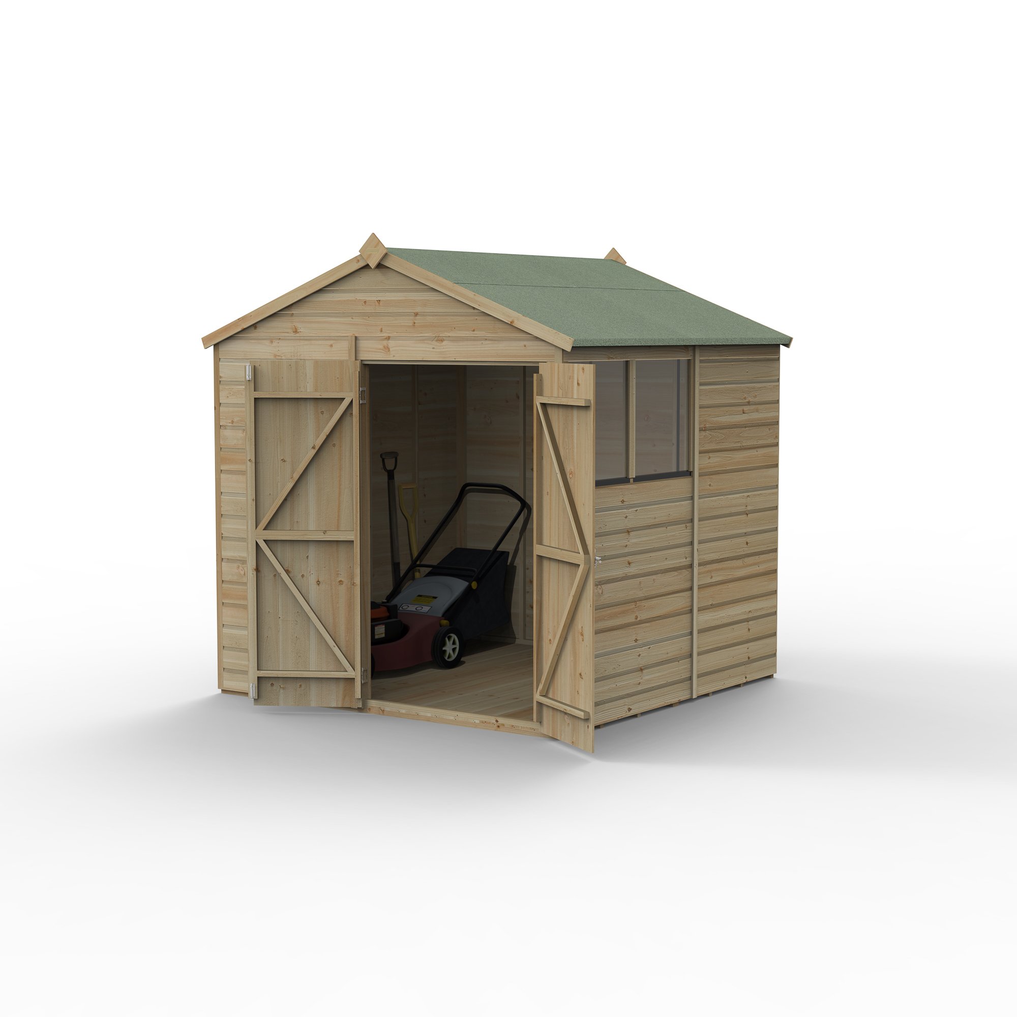 Forest Beckwood 7x7 Apex Shed - 2 Windows - Double Door (Installed) Price Comparisons | Compare The Build