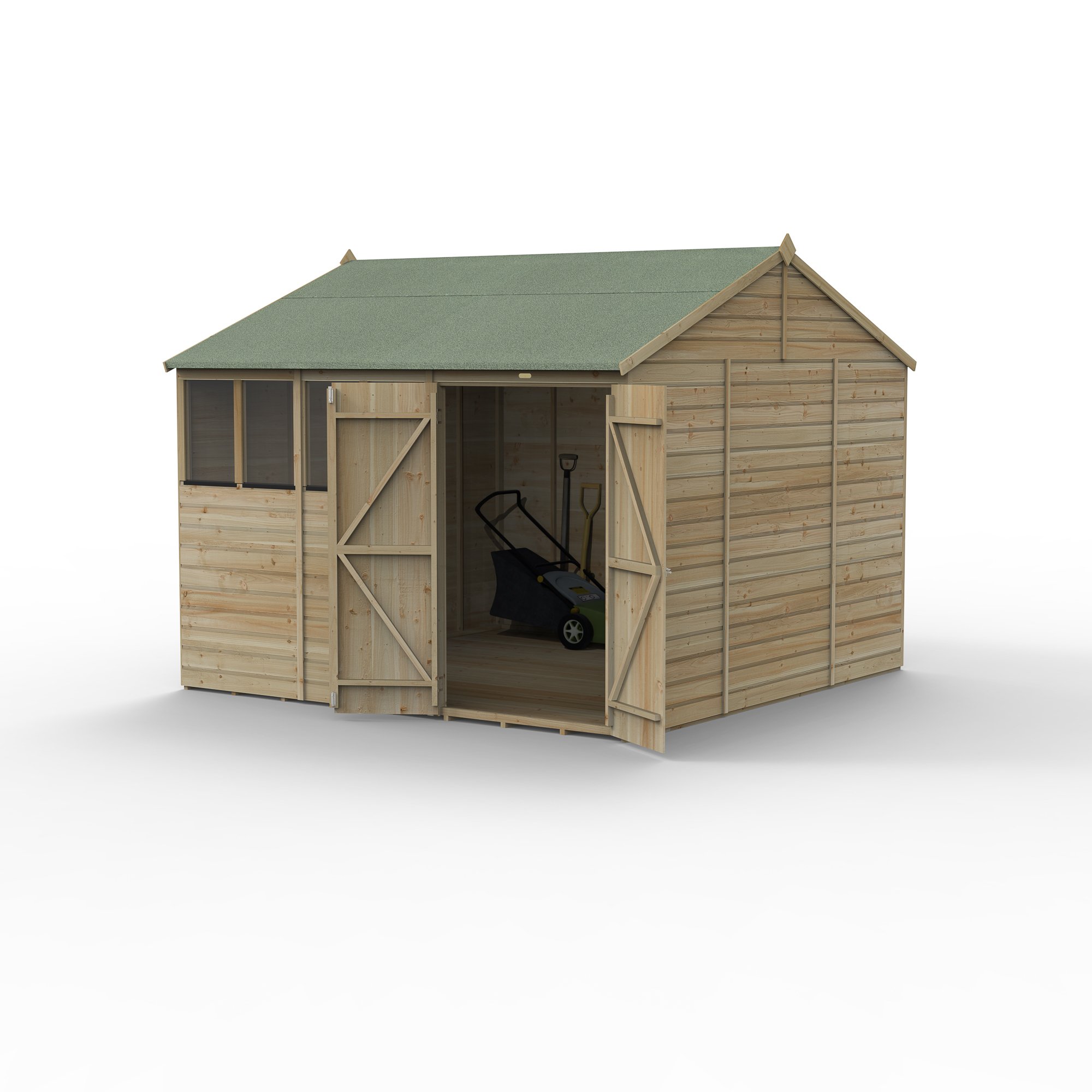 Forest Beckwood 10x10 Reverse Apex Shed - 4 Windows - Double Door Price Comparisons | Compare The Build