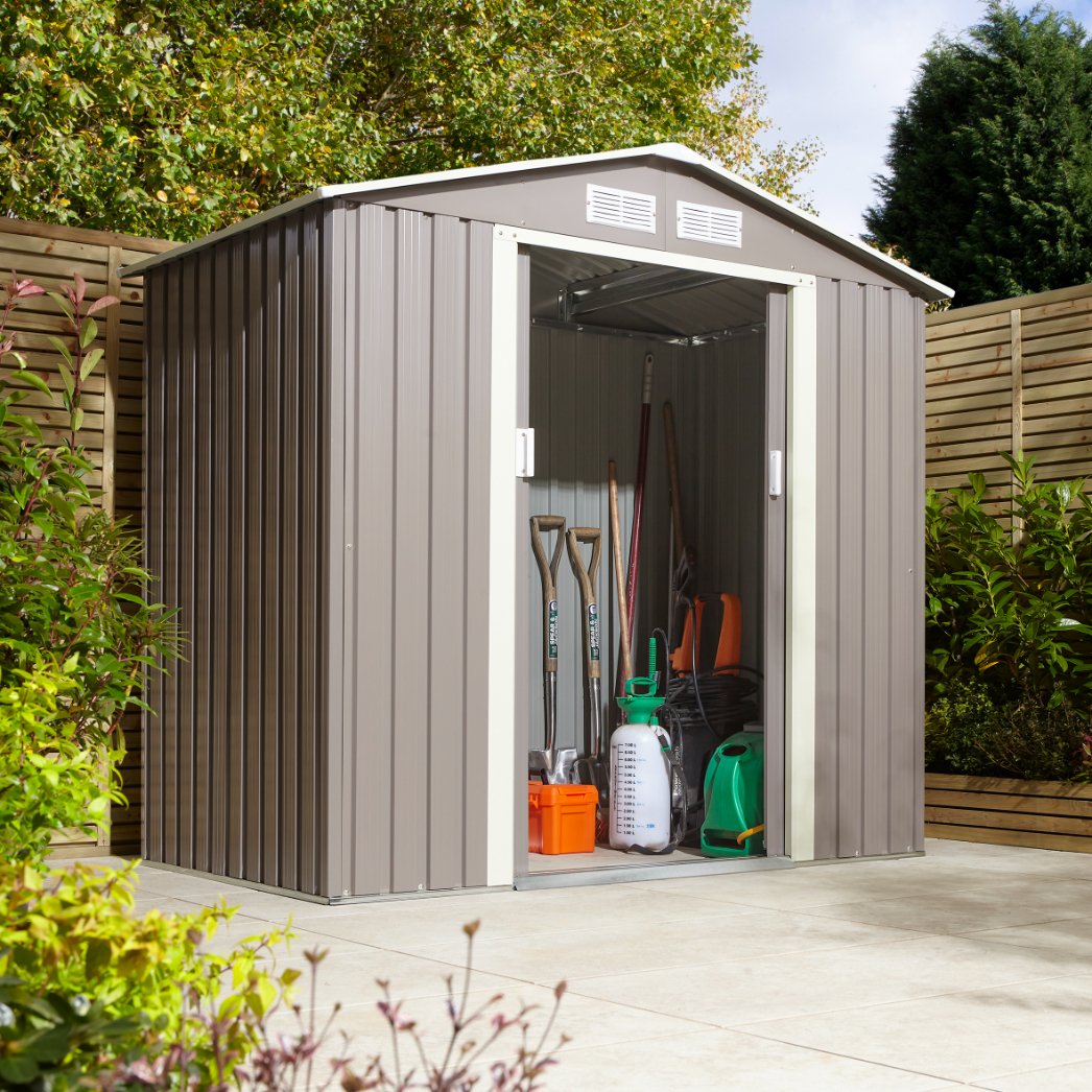 Rowlinson Trentvale 6x4 Metal Apex Shed - Light Grey Price Comparisons | Compare The Build