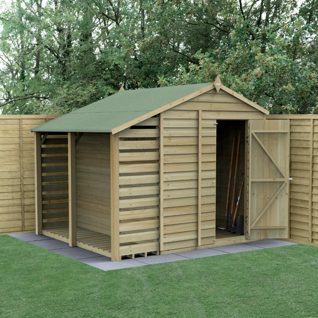 Forest 6x8 4Life Overlap Apex Shed No Window with Lean To, Installed Price Comparisons | Compare The Build