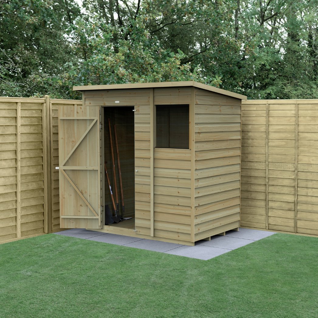 Forest 6x4 4Life Overlap Pent Shed - 1 Window - Single Door Price Comparisons | Compare The Build