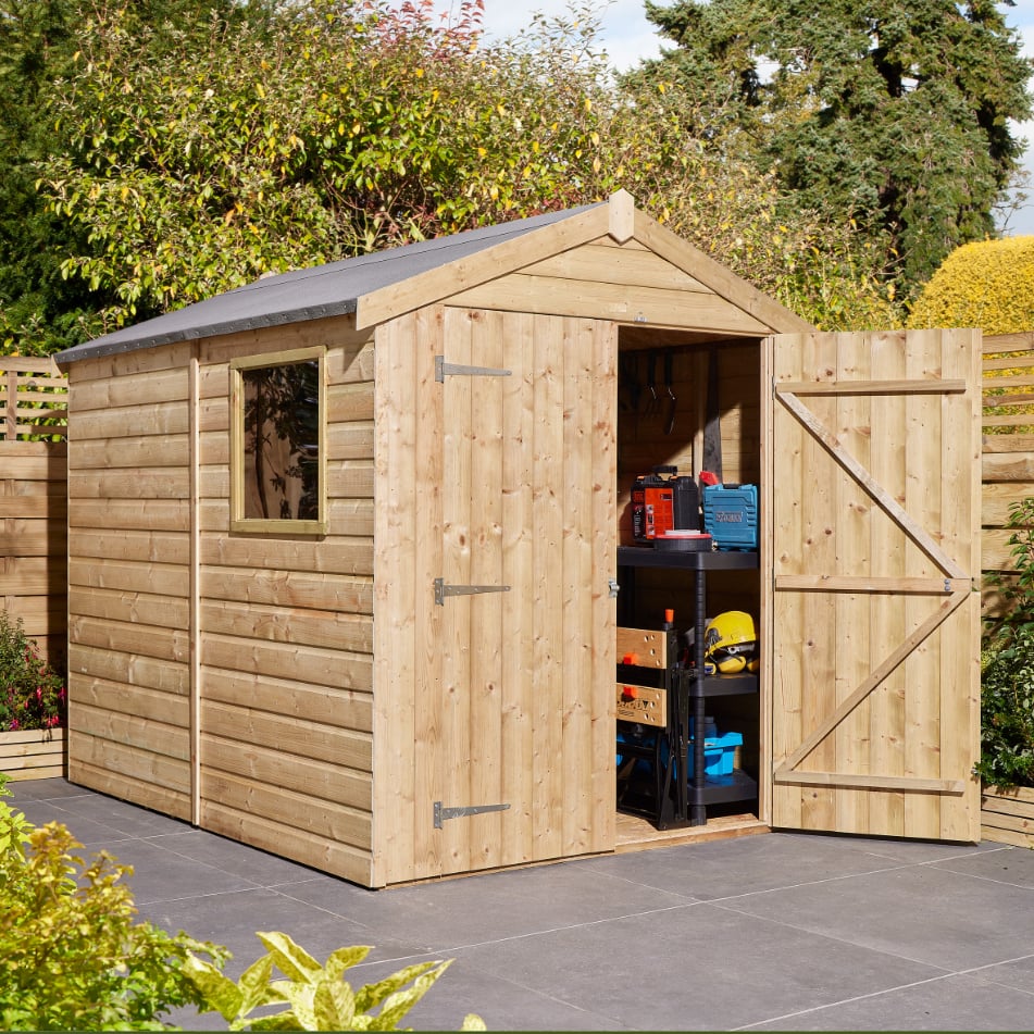 Rowlinson 8x6 Shiplap Apex Shed - Double Door with Window Price Comparisons | Compare The Build