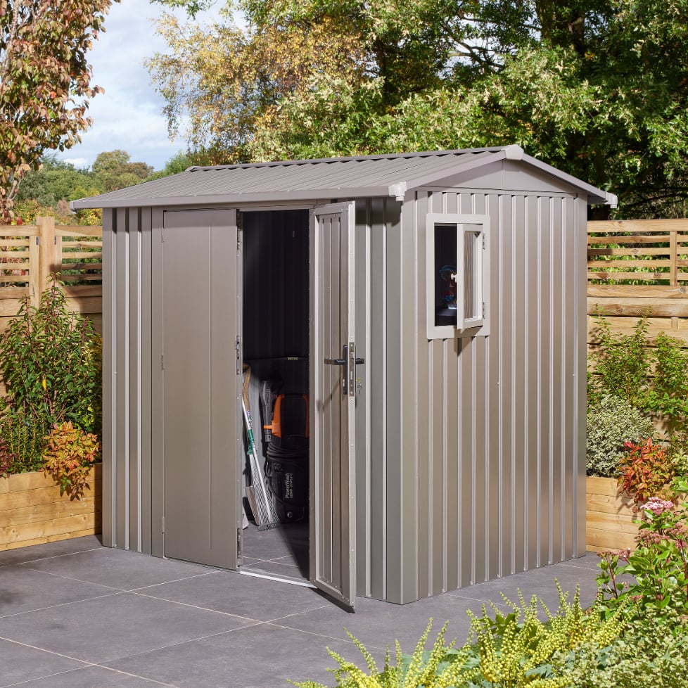 Rowlinson Brentvale 8x6 Premium Apex Metal Shed - Double Door Price Comparisons | Compare The Build