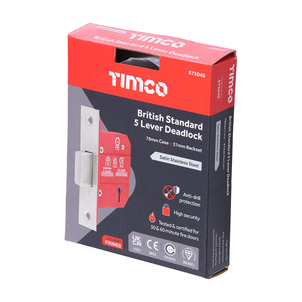 TIMco 5 Lever BS CE Deadlock SS Sat. 78 case / 57 backset 1 EA | Compare The Build