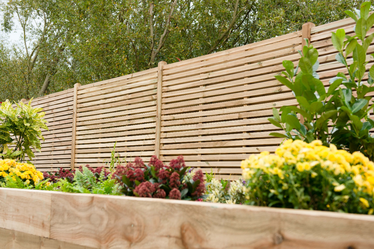 1.8m x 1.8m Pressure Treated Contemporary Double Slatted Fence Panel  - Pack of 3 FSC® certified Price Comparisons | Compare The Build