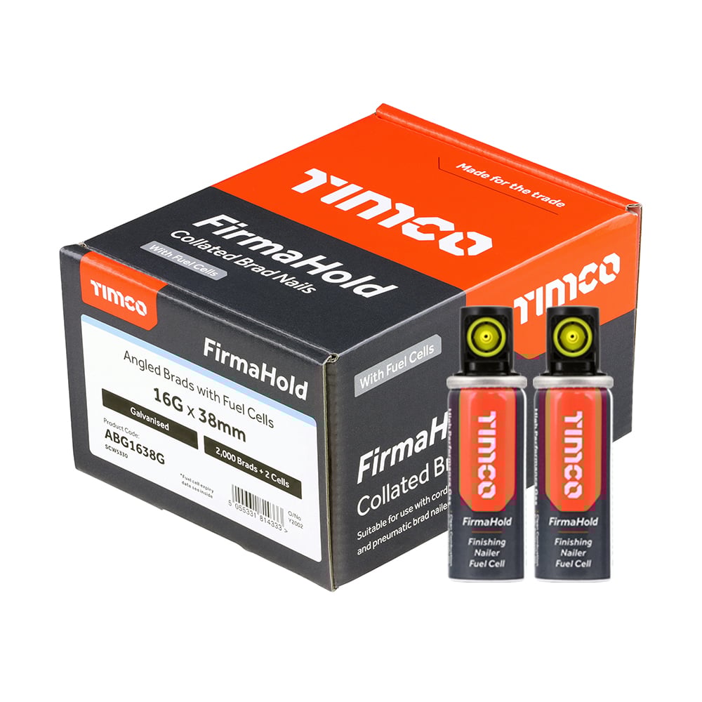 TIMco ABG1638G 16gx38/2BFC FirmaHold Collated Brad Nails Angled & Fuel Cells Brad & Gas - Galvanised (2000/Box) Price Comparisons | Compare The Build