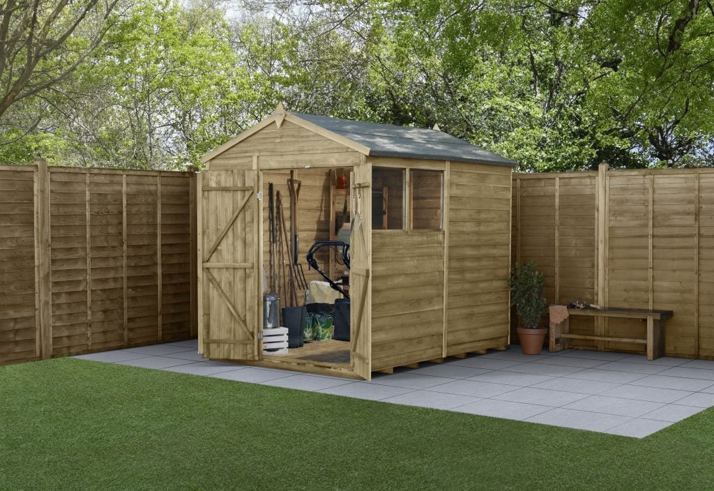 Forest  6x8 4Life Overlap Apex Shed - 2 Windows - Double Door Price Comparisons | Compare The Build