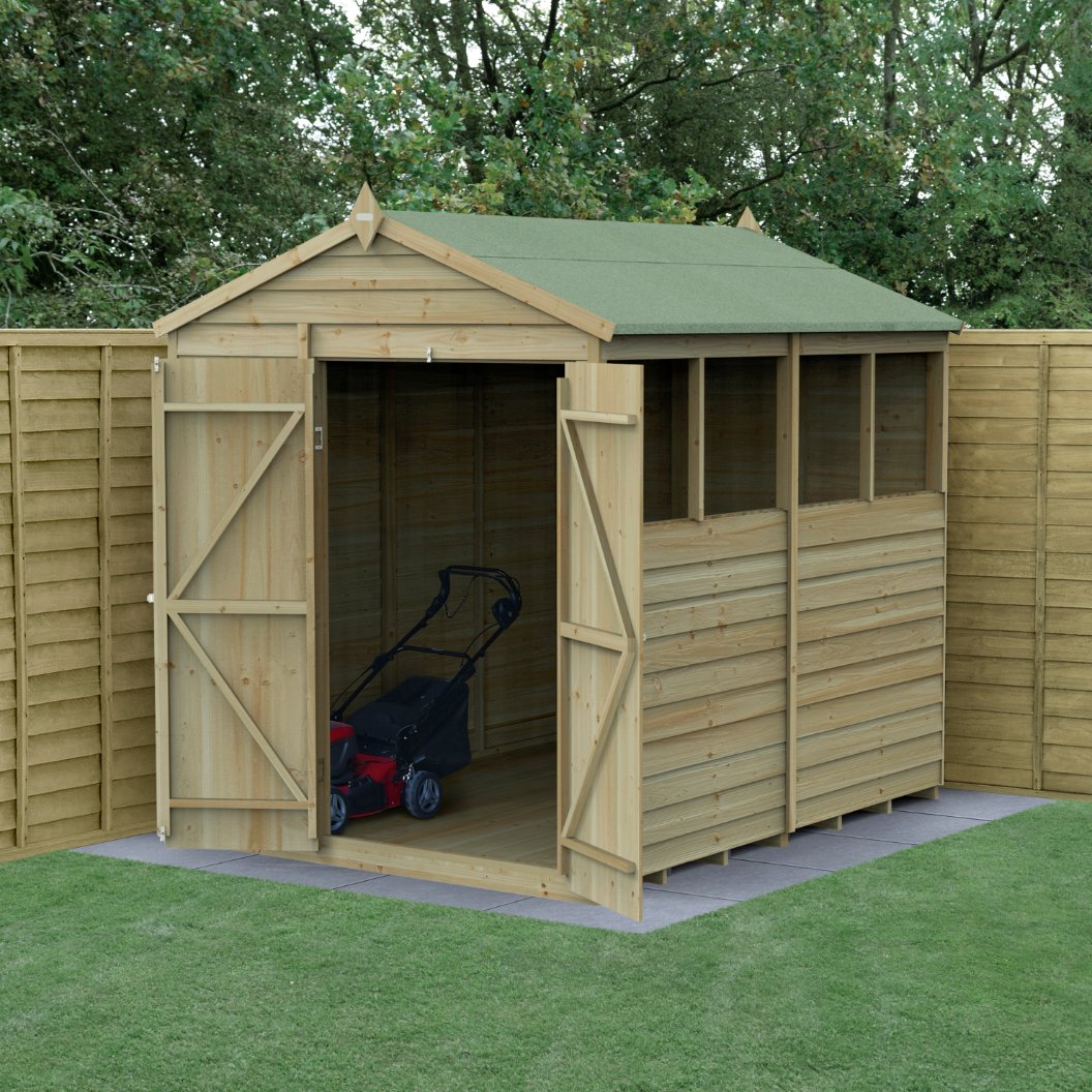 Forest 6x8 4Life Overlap Apex Shed - 4 Windows - Double Door | Compare The Build