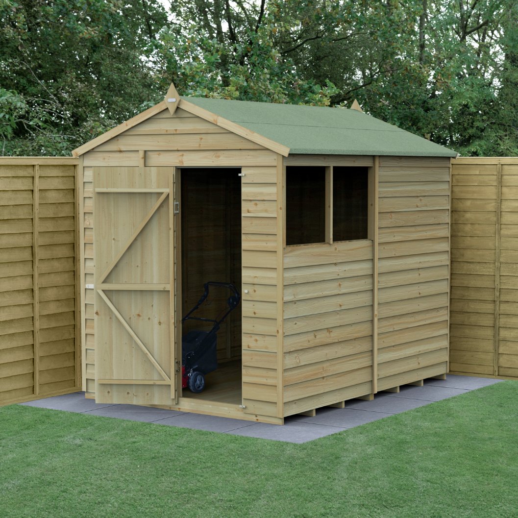 Forest 6x8 4Life Overlap Apex Shed - 2 Windows - Single Door (Installed) Price Comparisons | Compare The Build