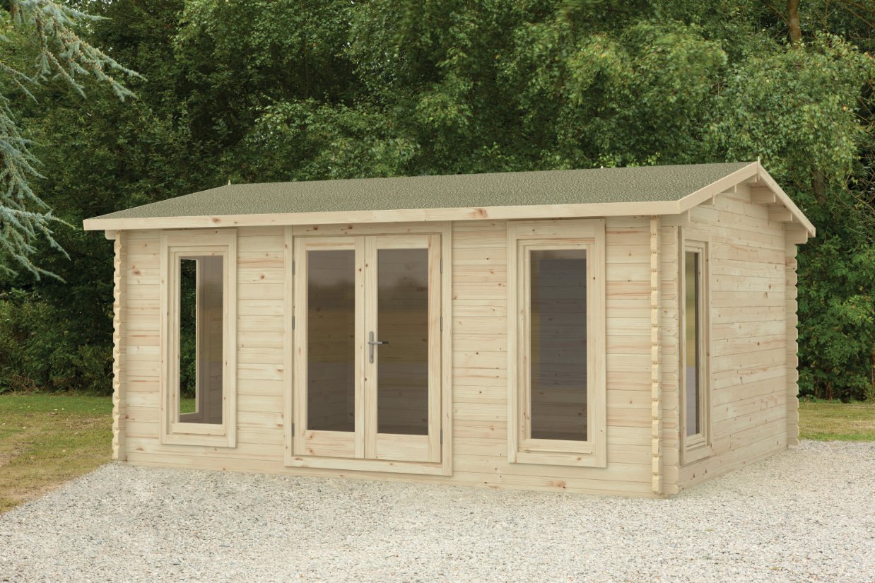 Rushock 5.0m x 4.0m Log Cabin - Apex Roof, Double Glazed with Felt Shingles, plus Underlay FSC® certified Price Comparisons | Compare The Build