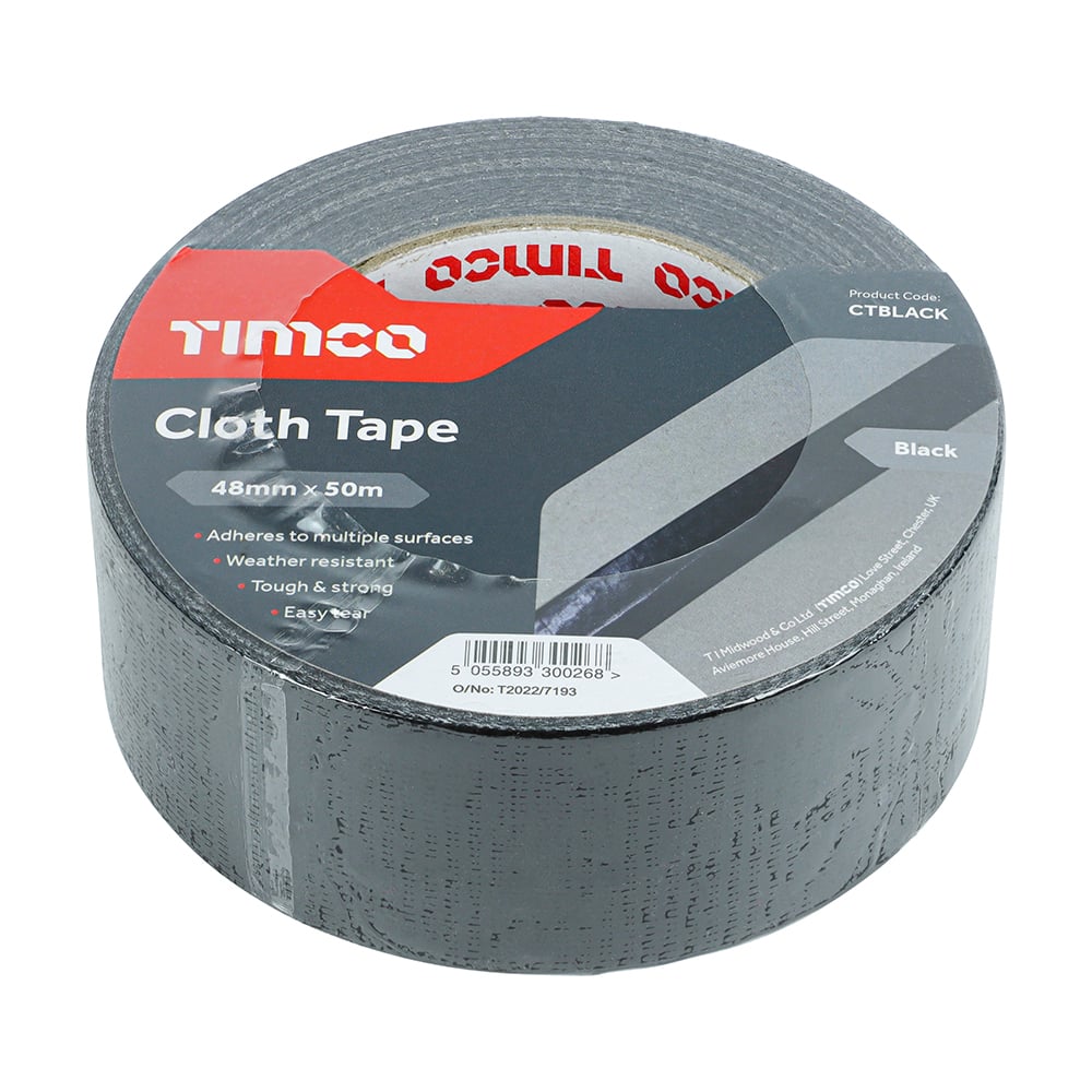TIMco CTBLACK 50mx48mm Cloth Tape - Black Price Comparisons | Compare The Build