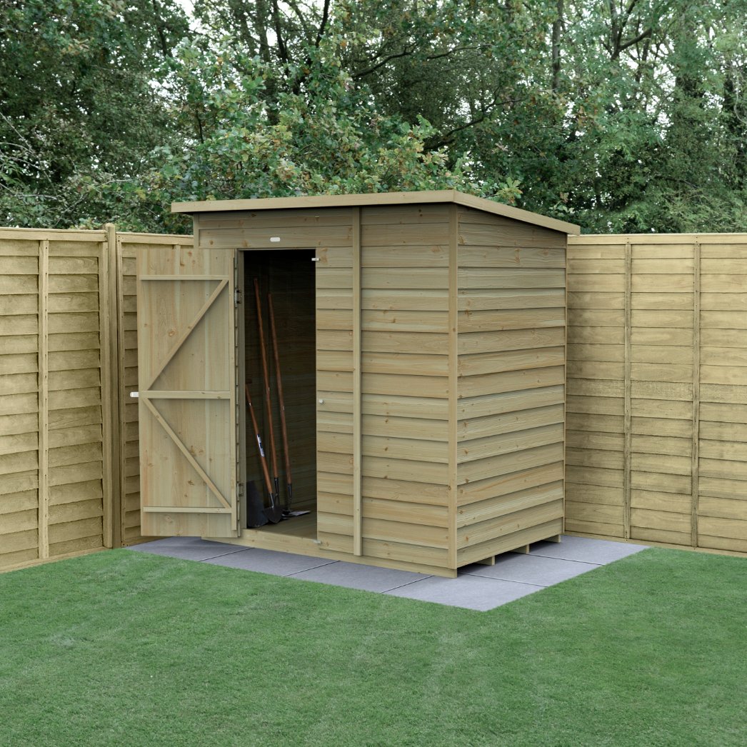 Forest 6x4 4Life Overlap Pent Shed - No Window (Installed) Price Comparisons | Compare The Build