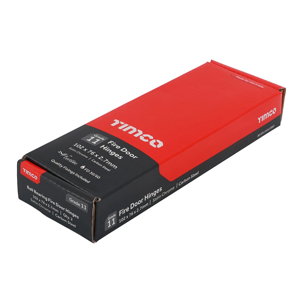 TIMco 334040 Satin Chrome  Grade 11 Ball Bearing Fire Door Hinges (Pair) | Compare The Build