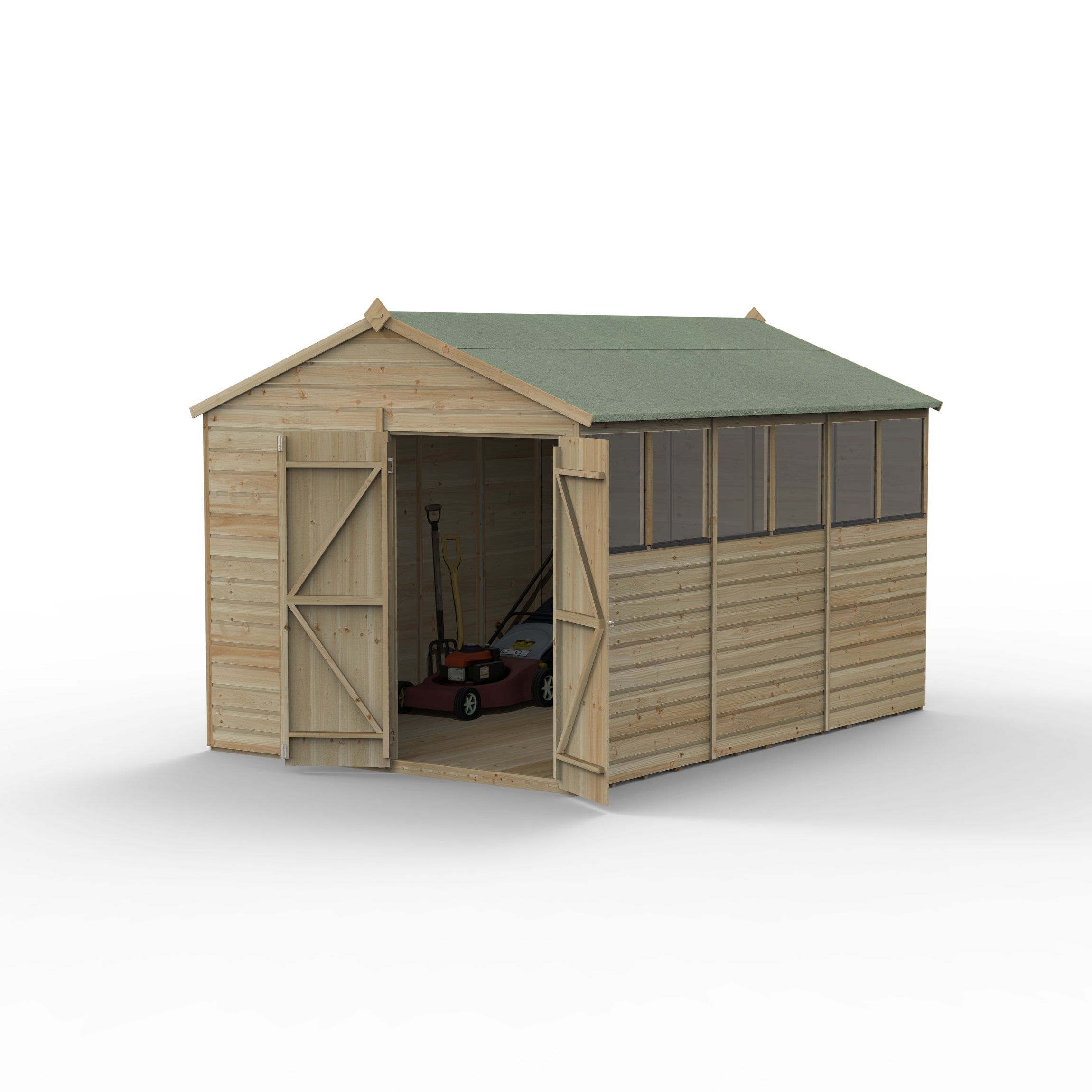 Forest Beckwood 8x12 Apex Shed - 6 Windows - Double Door (Installed) Price Comparisons | Compare The Build