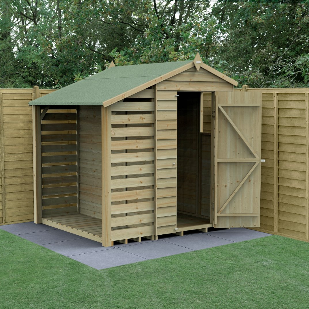Forest 4x6 4Life Overlap Apex Shed with Lean To - 1 Window - Single Door Price Comparisons | Compare The Build