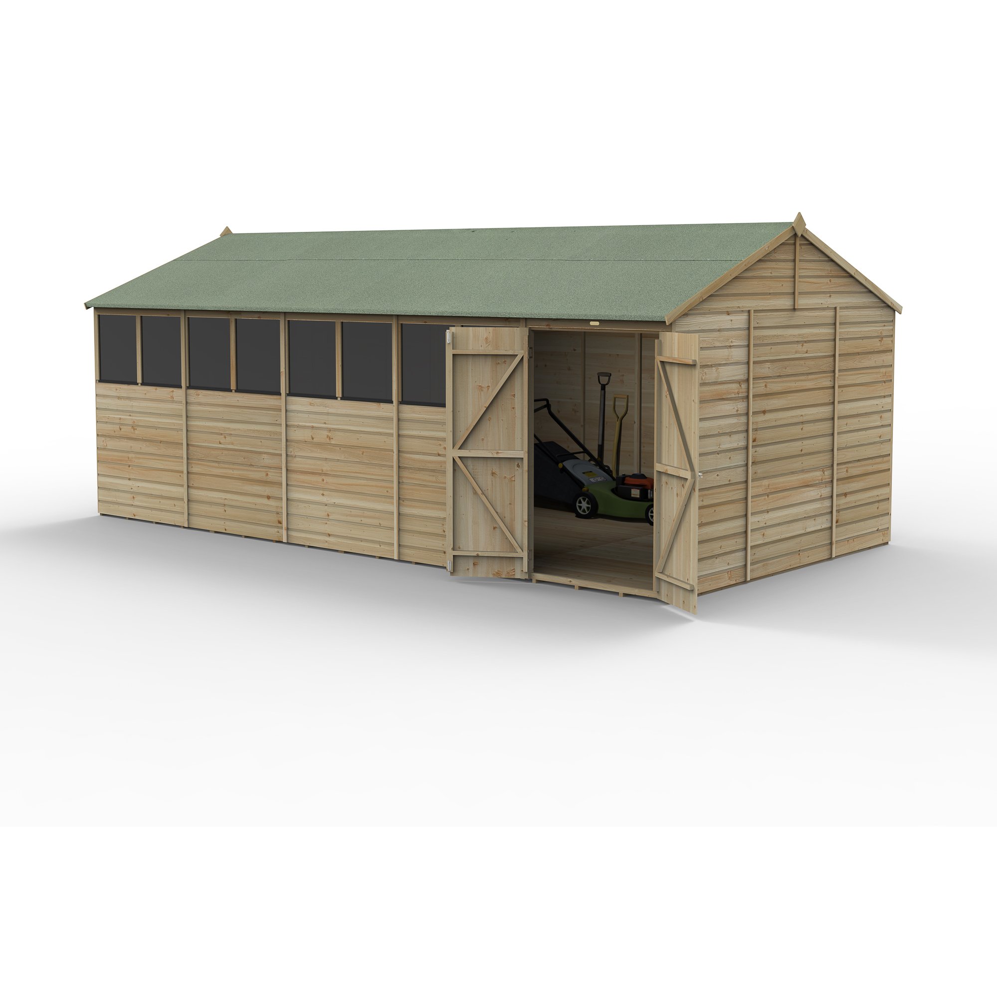 Forest Beckwood 20x10 Reverse Apex Shed - 8 Windows - Double Door Price Comparisons | Compare The Build