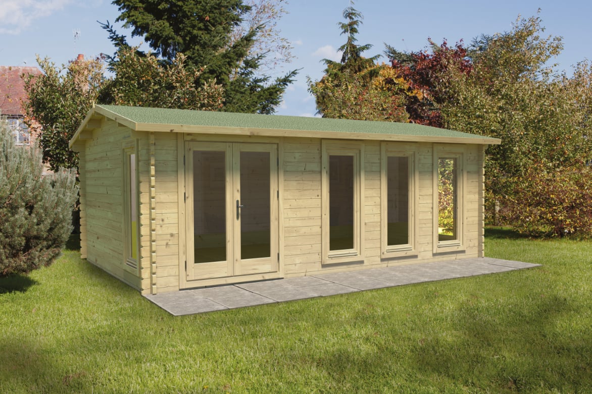 Blakedown 6.0m x 4.0m Log Cabin - Apex Roof, Double Glazed 24kg Polyester Felt, no Underlay FSC® certified (Installed) Price Comparisons | Compare The Build