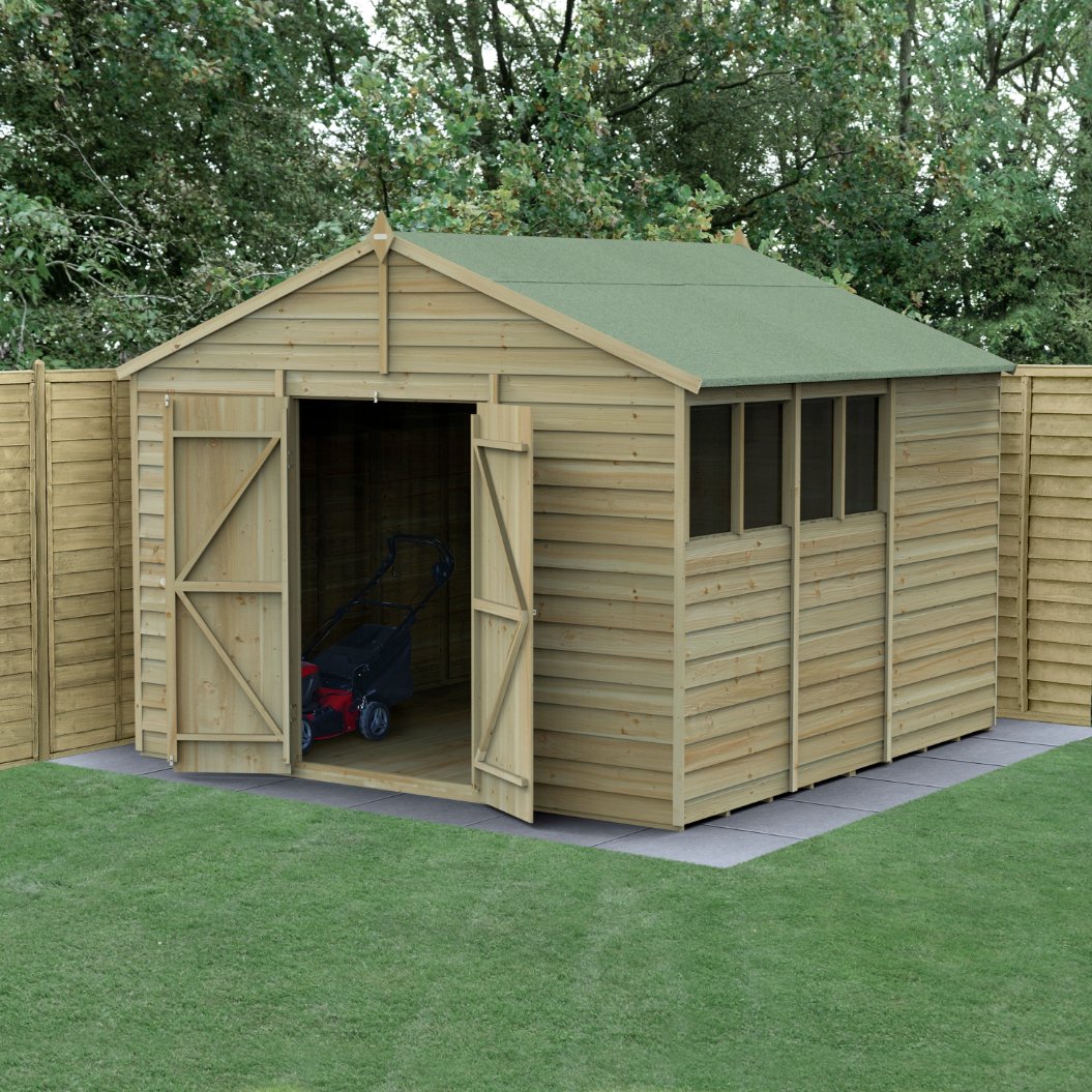Forest 10x10 4Life Overlap Apex Shed - 4 Window - Double Door Price Comparisons | Compare The Build