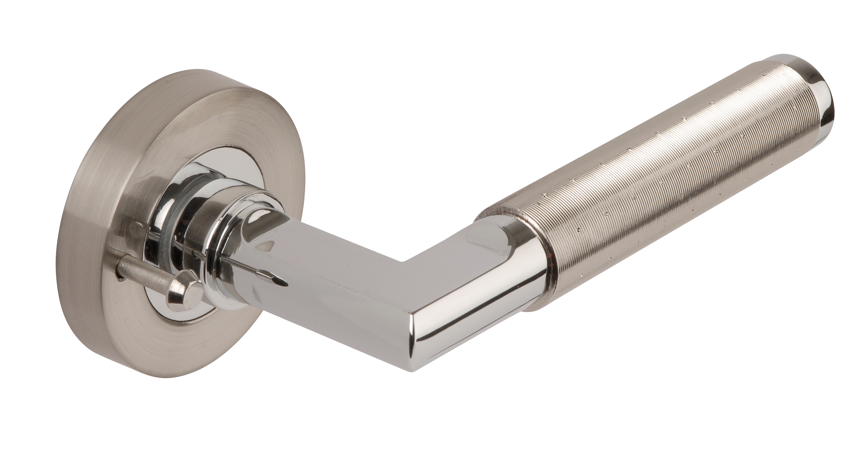 Aura Privacy Set - 57mm Latch - Boxed -  - Satin Nickel/Polished Chrome Price Comparisons | Compare The Build