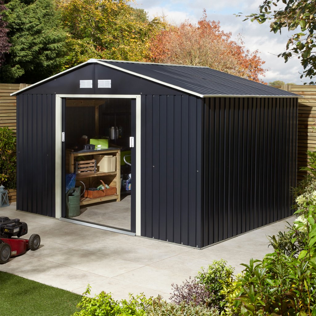 Rowlinson Trentvale 10x8 Metal Apex Shed - Dark Grey Price Comparisons | Compare The Build