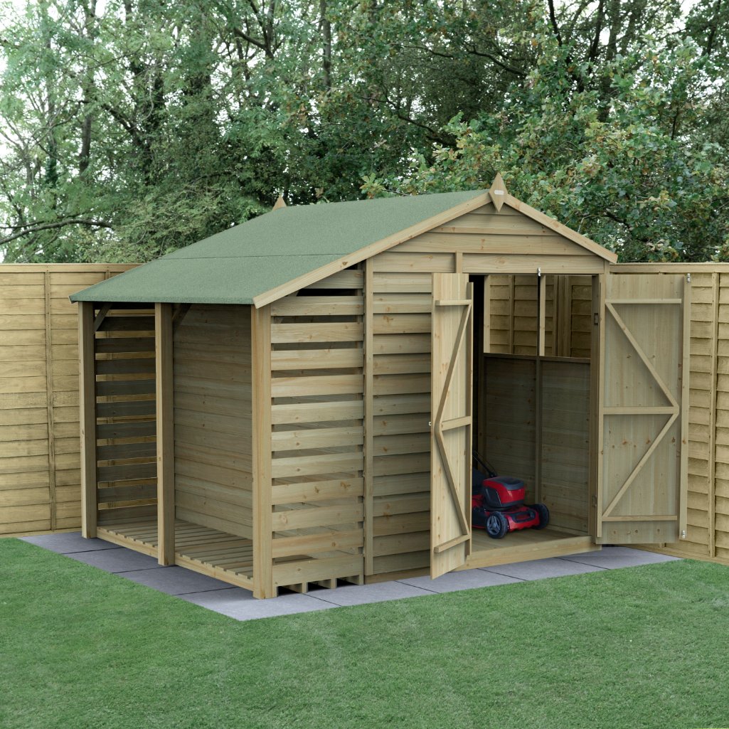 Forest 6x8 4Life Overlap Apex Shed with Lean To - 2 Windows - Double Door Price Comparisons | Compare The Build
