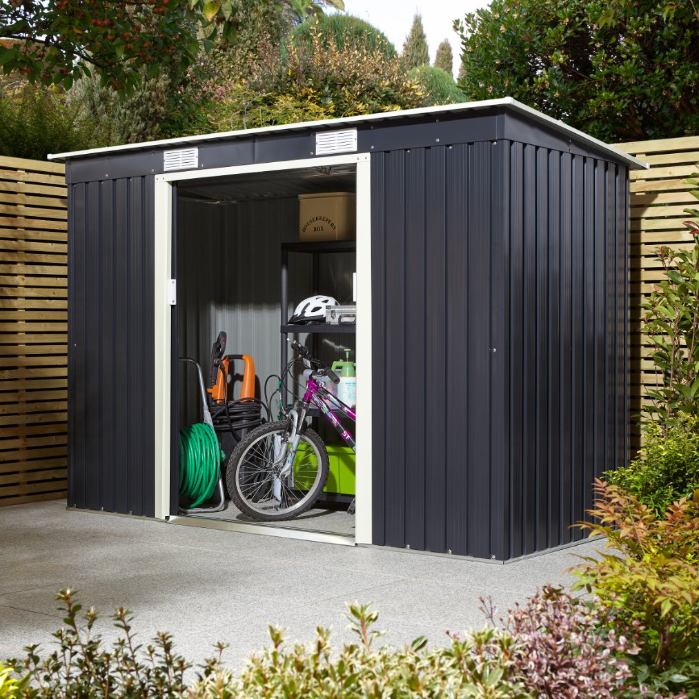 Rowlinson Trentvale 8x4 Metal Pent Shed - Dark Grey Price Comparisons | Compare The Build