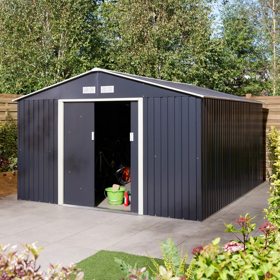 Rowlinson Trentvale 10x12 Metal Apex Shed - Dark Grey Price Comparisons | Compare The Build