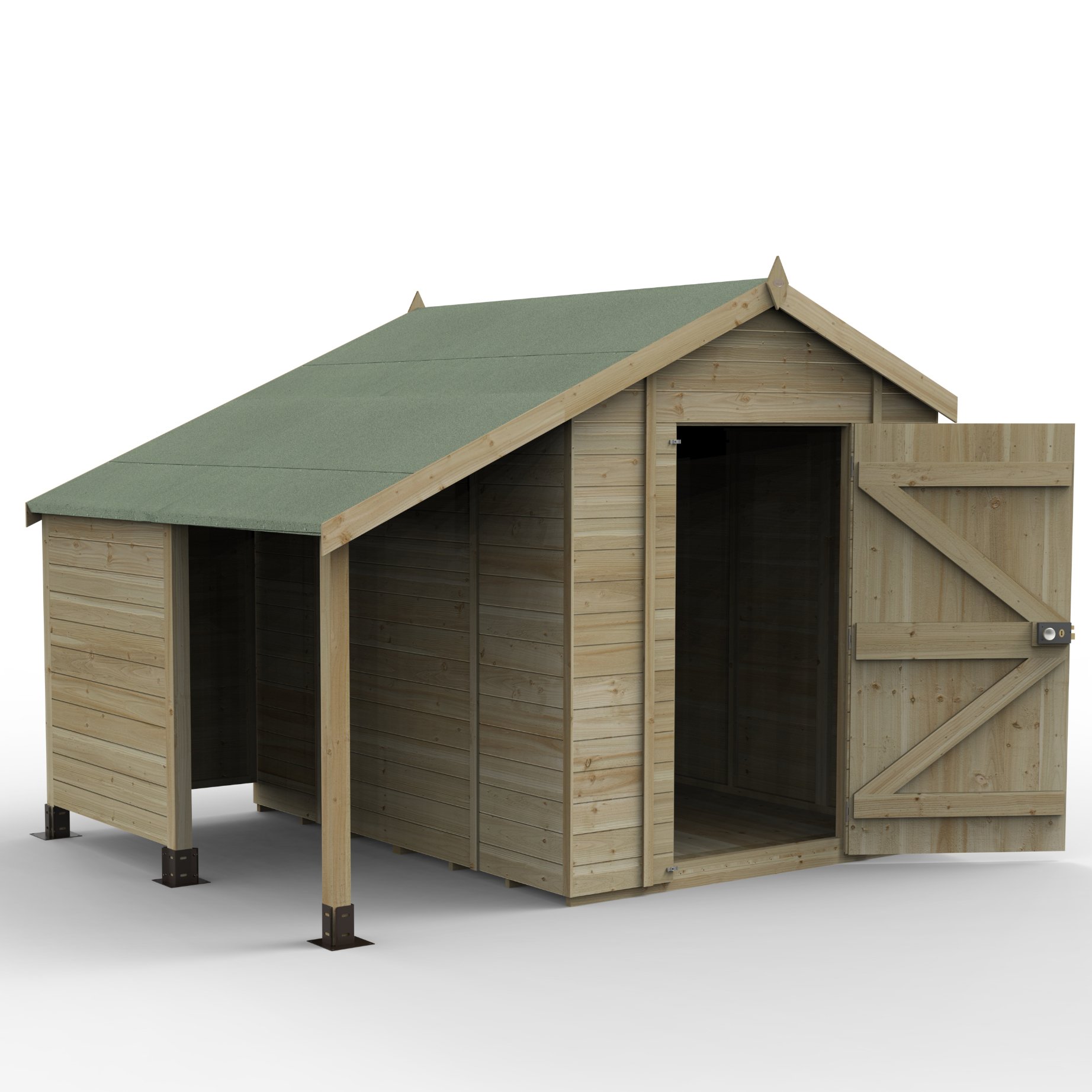 Forest Timberdale 6x8 Apex Shed - No Window With Log Store (Installed) Price Comparisons | Compare The Build
