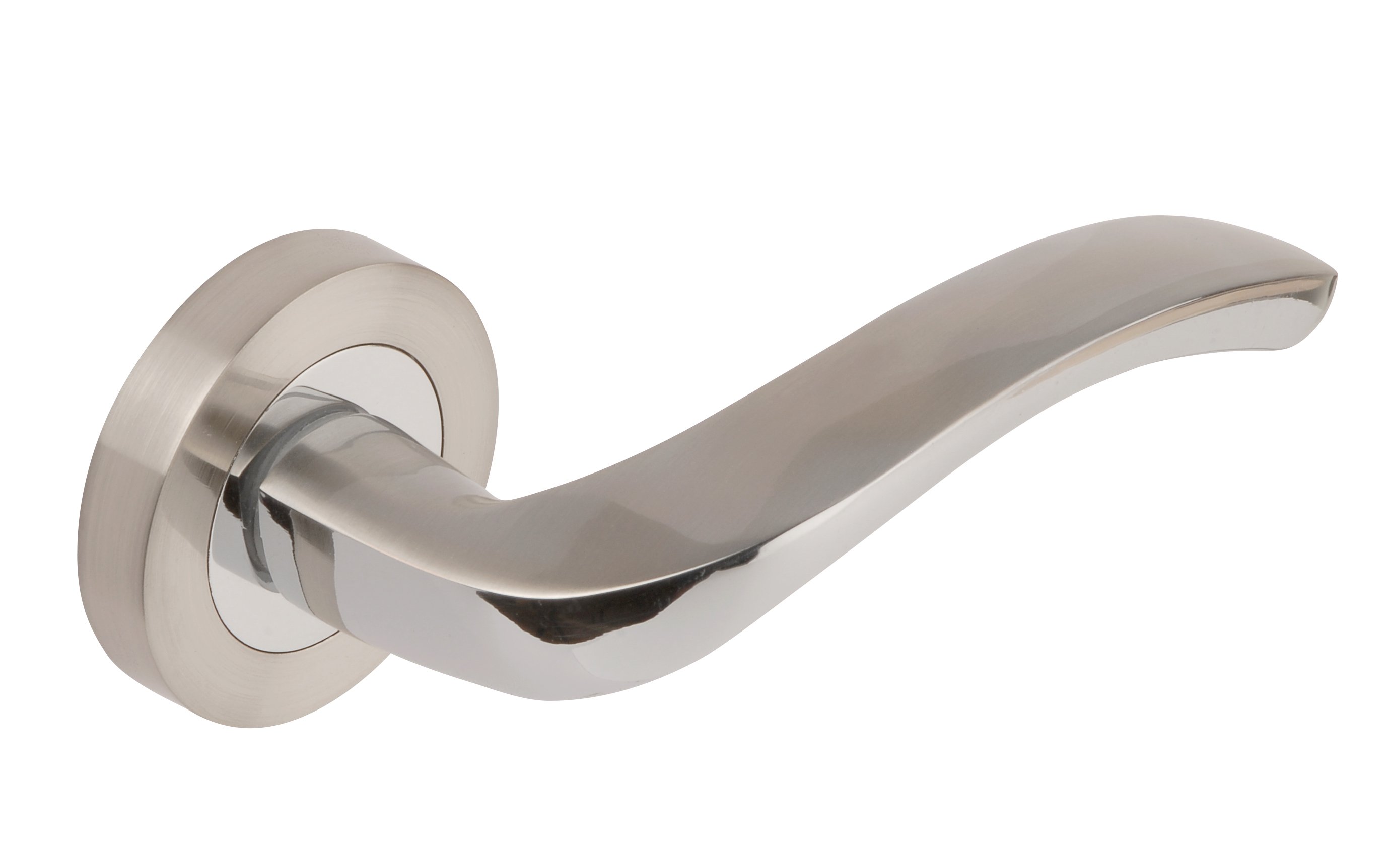 ARC Lever on Round Rose - Screw Rose - Zinc - Satin Nickel/Polished Chrome Price Comparisons | Compare The Build