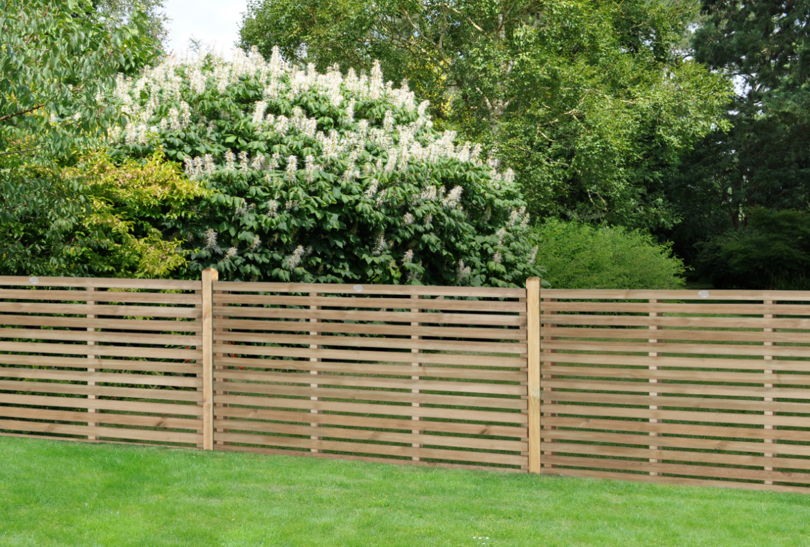 1.8m x 0.9m Pressure Treated Contemporary Slatted Fence Panel  - Pack of 5 FSC® certified | Compare The Build