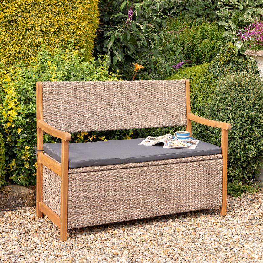 Wicker Storage Outdoor Box Seat Outdoor Wicker Storage Garden Seat