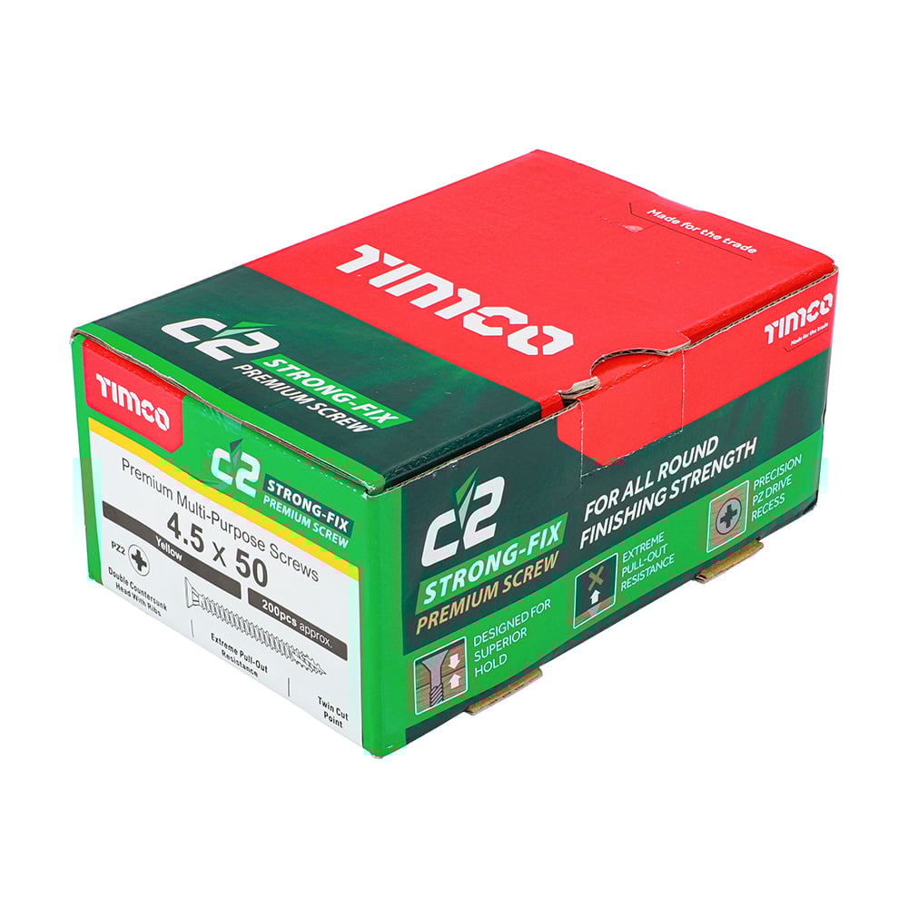 TIMco 45050C2 4.5x50 C2 Multi Purpose Advanced Screw PZ2 Double Countersunk - ZYP (200/BOX) Price Comparisons | Compare The Build