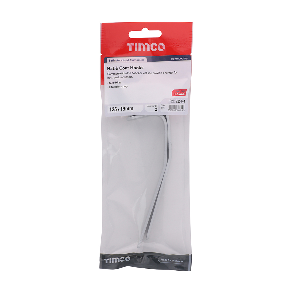 TIMco Hat & Coat Hook SAA 125 x 19 2 PCS Price Comparisons | Compare The Build
