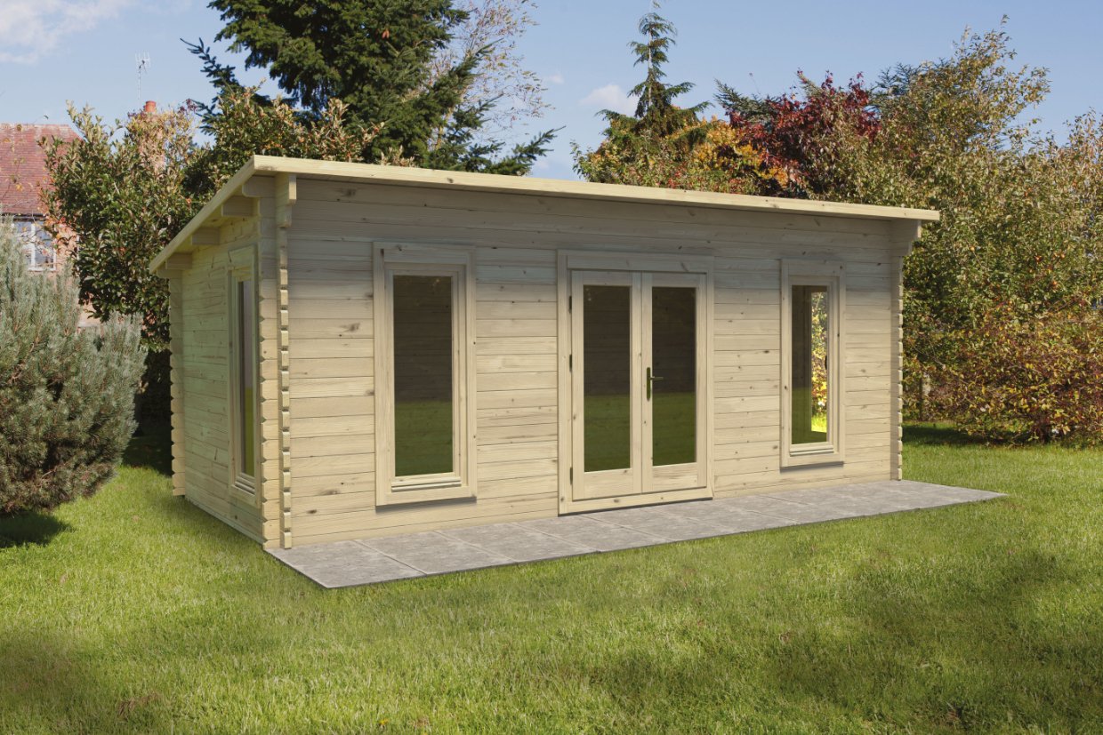 Arley 6.0m x 3.0m Cabin - Pent Roof, Double Glazed 24kg Polyester Felt, plus Underlay FSC® certified Price Comparisons | Compare The Build