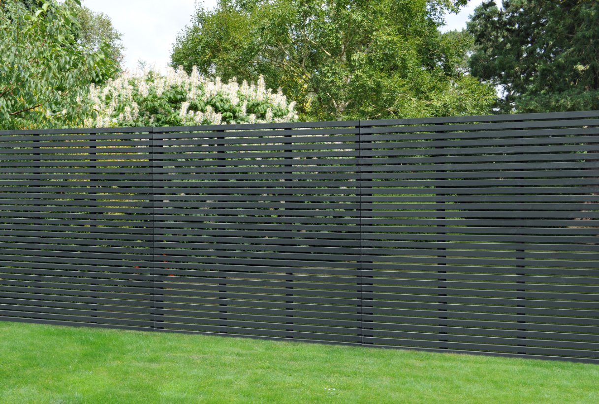 1.8m x 1.81m Contemporary Slatted Fence Panel - Anthracite Grey - Pack of 4 FSC® certified Price Comparisons | Compare The Build