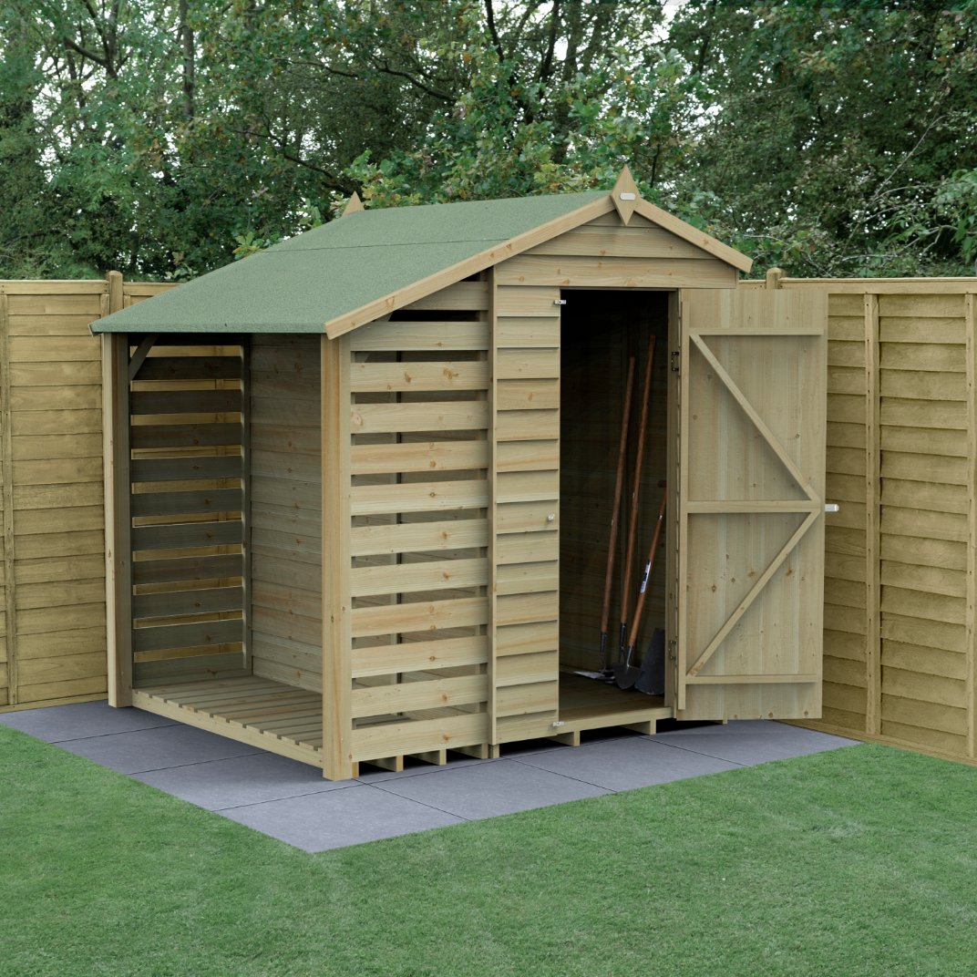 Forest 4x6 4Life Overlap Apex Shed with Lean To - No Window (Installed) Price Comparisons | Compare The Build