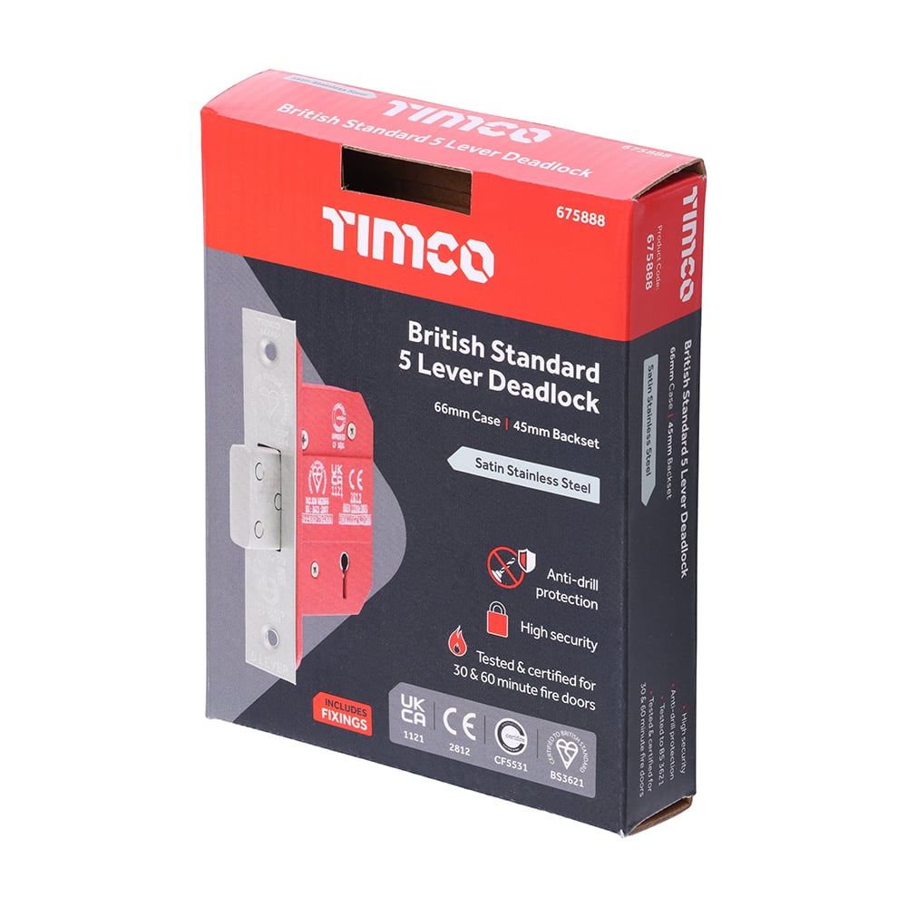TIMco 5 Lever BS CE Deadlock SS Sat. 66 case / 45 backset 1 EA Price Comparisons | Compare The Build